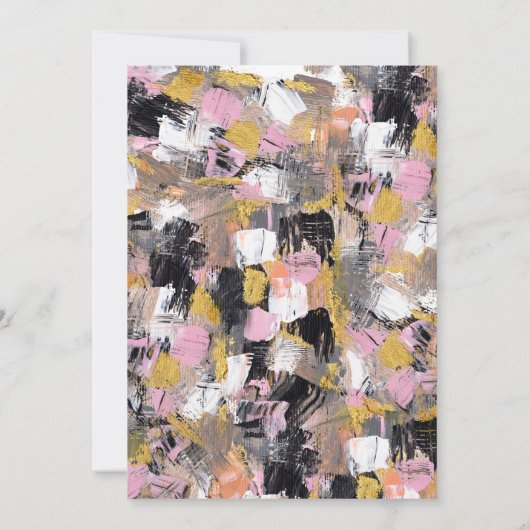 Gouden roze zwarte acryl penseelstreken Sweet 16 Kaart (Achterkant)