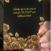 Gouden Rozen Aangepaste Achtergrond Bruiloft Kaart