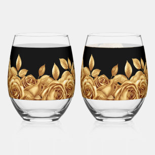 Gouden Rozen Aangepaste Achtergrond Huwelijk/Feest Wijnglas Zonder Voet