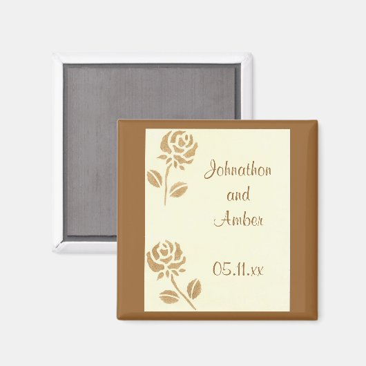 Gouden Rozen Bewaar de datum Trouwmagneten Magneet (Voorkant / Achterkant)