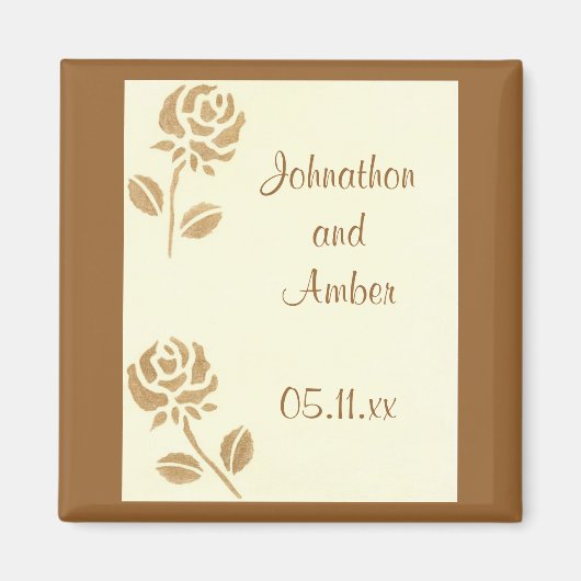 Gouden Rozen Bewaar de datum Trouwmagneten Magneet (Voorkant)