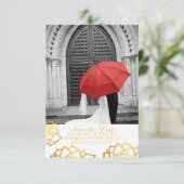 Gouden Rozen Bewaar de datum - Wit Save The Date (Staand voorkant)