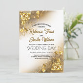 Gouden Rozen Bloem Moderne Boho Kaart (Staand voorkant)