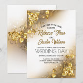 Gouden Rozen Bloem Moderne Boho Kaart (Voorkant / Achterkant)
