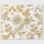 Gouden rozen, bloemen, bladeren en bessen van hond cadeaupapier (Vlak)