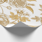 Gouden rozen, bloemen, bladeren en bessen van hond cadeaupapier (Hoek)