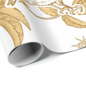 Gouden rozen, bloemen, bladeren en bessen van hond cadeaupapier (Rol Hoek)