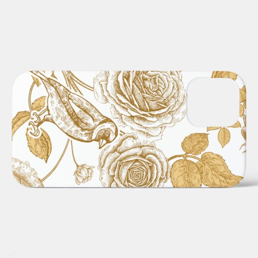 Gouden rozen, bloemen, bladeren en bessen van hond Case-Mate iPhone case (Achterkant (horizontaal))