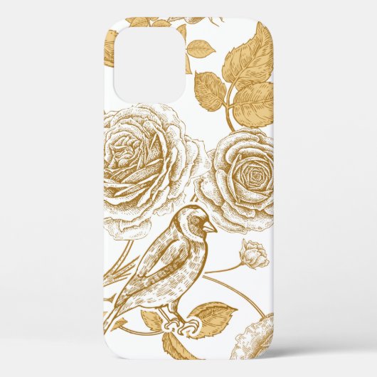 Gouden rozen, bloemen, bladeren en bessen van hond Case-Mate iPhone case (Achterkant)