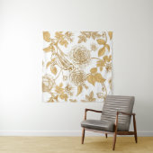 Gouden rozen, bloemen, bladeren en bessen van hond wandkleed (In Situ (horizontaal))