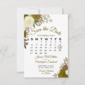 Gouden Rozen Bloemige Elegante Boho Huwelijks Kale Save The Date (Voorkant)