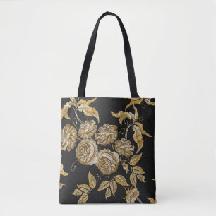 Gouden Rozen: borduurpatroon Tote Bag