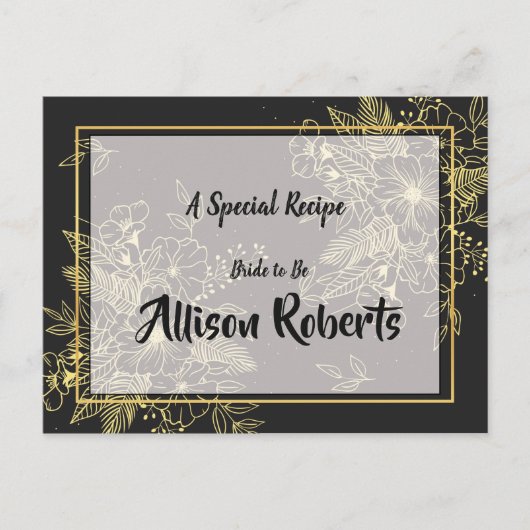 Gouden Rozen Bruidsdouche Recept Briefkaart (Voorkant)