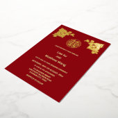 Gouden Rozen Chinese Trouw Folie Uitnodiging (Gedraaid)