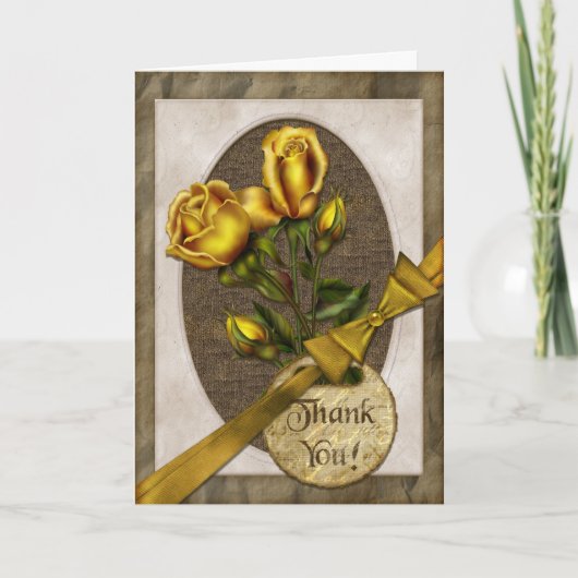 Gouden Rozen dank u Bedankkaart (Voorkant)
