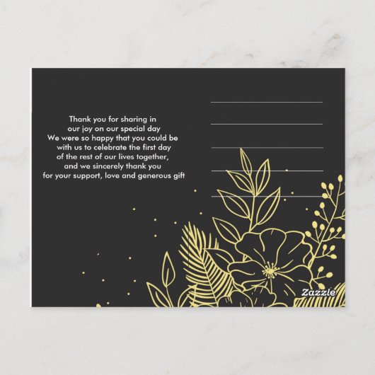 Gouden Rozen  Dank u Briefkaart (Achterkant)