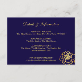 Gouden Rozen Details Card - Blauw Informatiekaartje