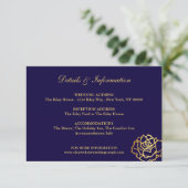 Gouden Rozen Details Card - Blauw Informatiekaartje (Staand voorkant)