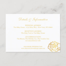 Gouden Rozen Details Card - Wit Informatiekaartje
