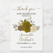 Gouden Rozen Elegante Boho Trouw Dank Je Mini Wijn Etiket (Enkel label)