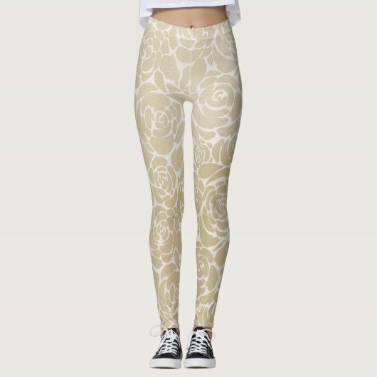Gouden Rozen Elegante Leggings (Voorkant)