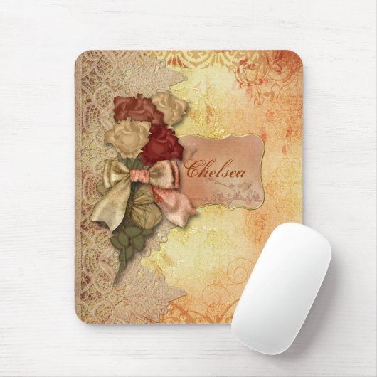  gouden Rozen en kant gepersonaliseerde mousepad Muismat (Met muis)