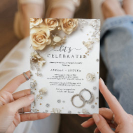 Gouden rozen en ringen Verlovingsfeest Kaart