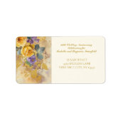 Gouden Rozen en Violets 50e bruiloft Jubileum Etiket (Voorkant)