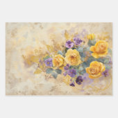Gouden Rozen en Violets 50e bruiloft Jubileum Inpakpapier Vel (Voorkant)