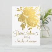 Gouden Rozen Faux Folie Elegant Bloemen Vrijgezell Kaart (Staand voorkant)