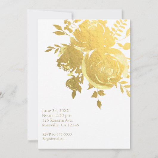 Gouden Rozen Faux Folie Elegant Bloemen Vrijgezell Kaart (Achterkant)