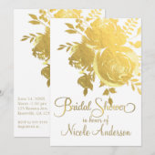 Gouden Rozen Faux Folie Elegant Bloemen Vrijgezell Kaart (Voorkant / Achterkant)