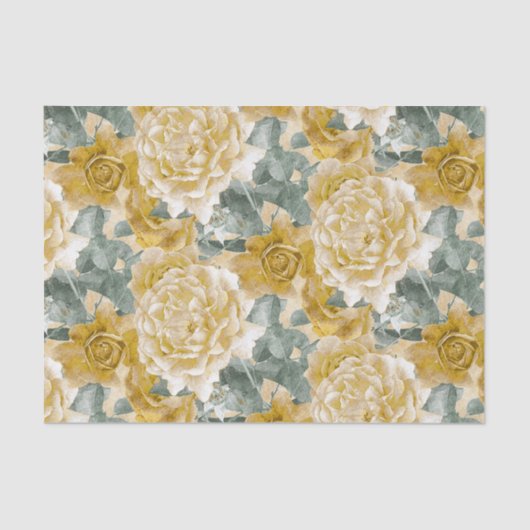  gouden rozen flessenpatroon tissuepapier (Voorkant)