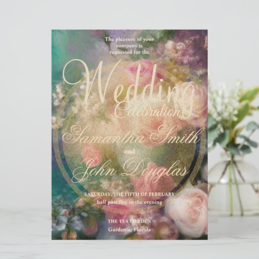 gouden Rozen geschilderd in oude Nederlandse stij (Staand voorkant)