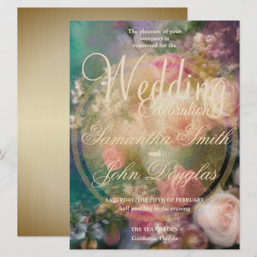 gouden Rozen geschilderd in oude Nederlandse stij (Voorkant / Achterkant)