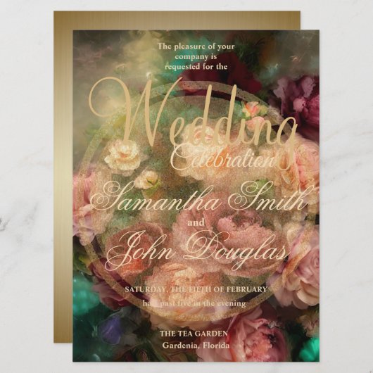 Gouden  Rozen geschilderd in oude Nederlandse stij (Voorkant / Achterkant)