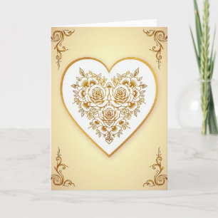Gouden Rozen Hart Liefdeskaart Kaart