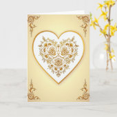 Gouden Rozen Hart Liefdeskaart Kaart (Gele Bloem)