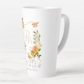 Gouden Rozen lint Chic Monogram Witte Latte Mok (Rechterhoek)