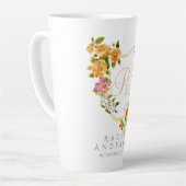 Gouden Rozen lint Chic Monogram Witte Latte Mok (Linkerhoek)