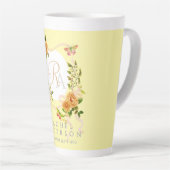 Gouden Rozen lint Chic Monogram Yellow Latte Mok (Rechterhoek)