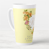 Gouden Rozen lint Chic Monogram Yellow Latte Mok (Linkerhoek)