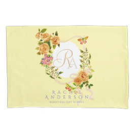 Gouden Rozen lint Monogram Crème Kussensloop