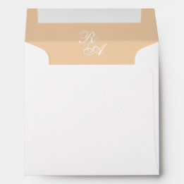 Gouden Rozen lint Monogram Huwelijksuitnodiging Envelop