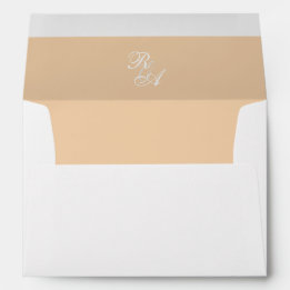 Gouden Rozen lint Monogram Huwelijksuitnodiging Envelop