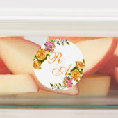 Gouden Rozen lint Monogram Huwelijksuitnodiging Labels (Aangebracht)