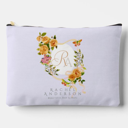 Gouden Rozen lint Monogram Paarse Print Cut Naaiza Etui (Voorkant)