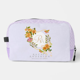 Gouden Rozen lint Monogram Paarse Print Cut Naaiza Toilettasje