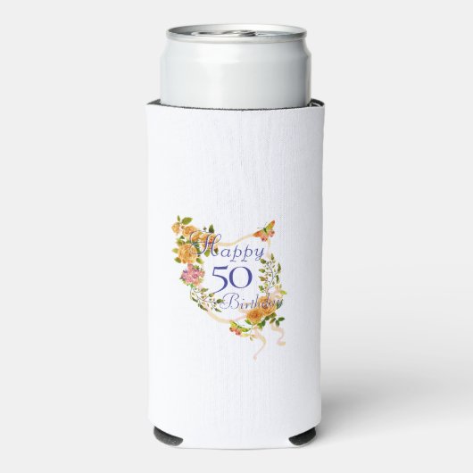 Gouden Rozen lint Verjaardagskoller Seltzer Blikjeskoeler (Seltzer Achterkant)