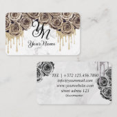 Gouden Rozen Marmeren Initiaal Visitekaartje (Voorkant / Achterkant)